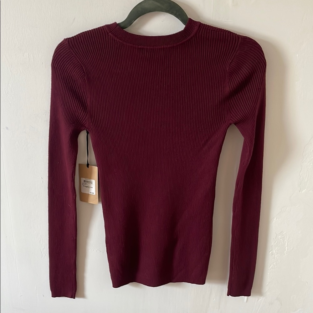 Halogen Burgundy Ribbed Top - Picture 5 of 5
